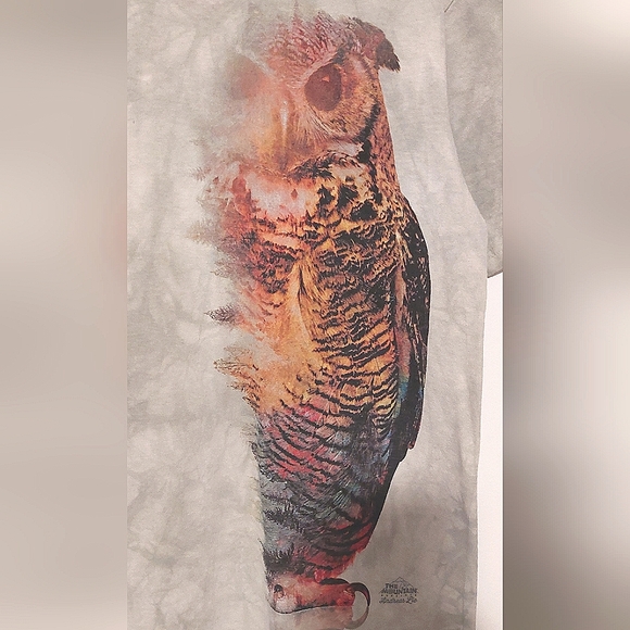 The Mountain Men's Forest Owl Light Sage Green SS Graphic T-shirt EUC Size M - Picture 5 of 10